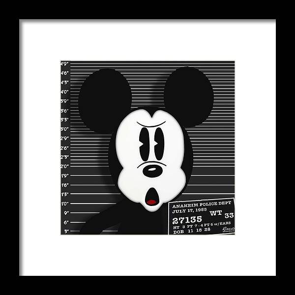 Mickey Mouse Framed Print featuring the photograph Mickey Mouse Disney Mug Shot by Tony Rubino