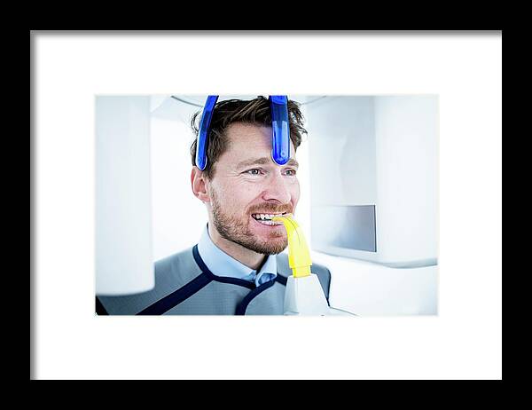 Adults Only Framed Print featuring the photograph Mid Adult Man Having Dental X-ray by Science Photo Library
