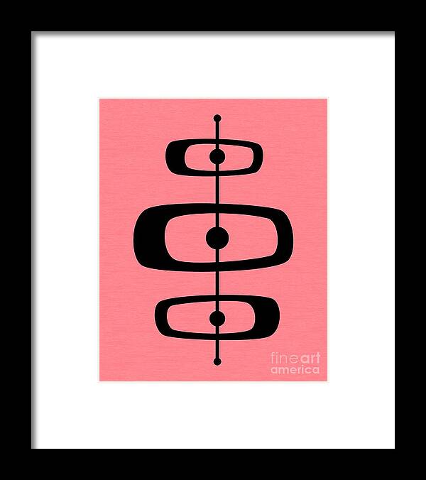Pink Framed Print featuring the digital art Mid Century Shapes 2 on Pink by Donna Mibus