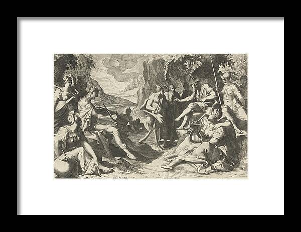 Contest Apollo Framed Print featuring the drawing Midas Verdict, Nicolaes Jansz by Nicolaes Jansz. Clock And Conrad Goltz