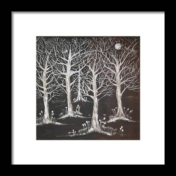 Forest Framed Print featuring the painting Midnight Mystery Forest by Diane Pape
