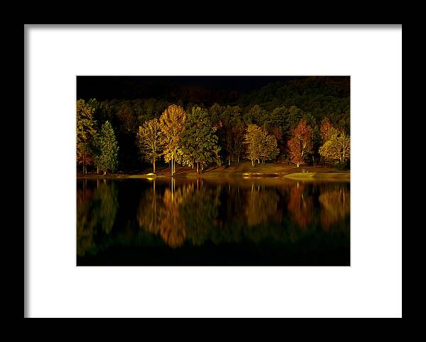 Lake Framed Print featuring the digital art Midnight on the Lake by Linda Unger