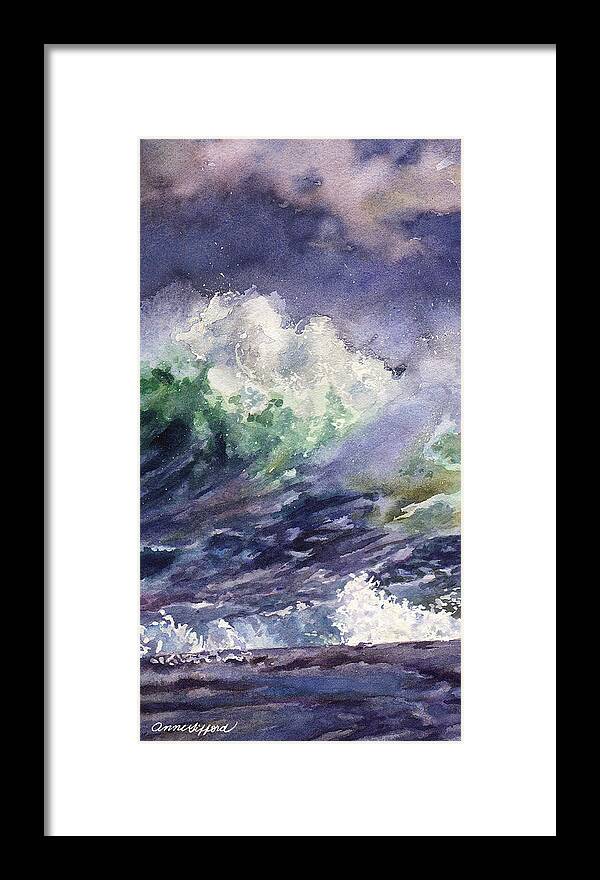Ocean Painting Framed Print featuring the painting Midnight Surf by Anne Gifford