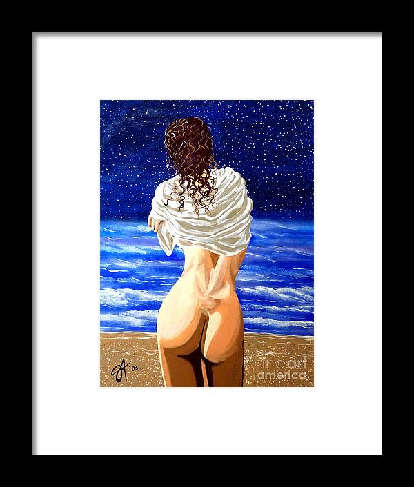 Nude Framed Print featuring the painting Midnight Swim by Jackie Carpenter