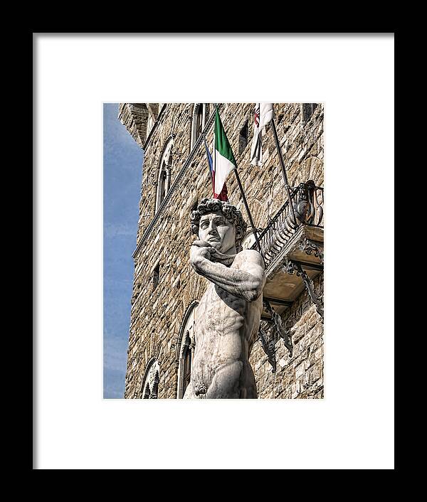 Florence Framed Print featuring the photograph Mighty Michelangelo's David by Brenda Kean