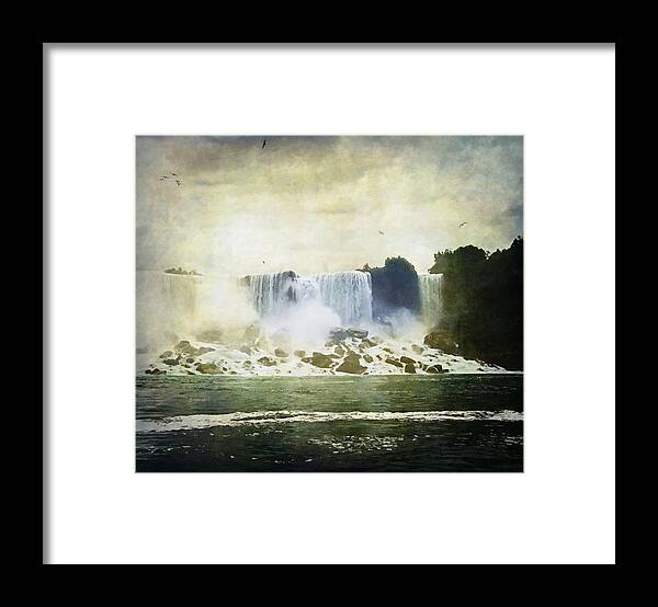 Niagara Falls Framed Print featuring the digital art Mighty Niagara by Lianne Schneider