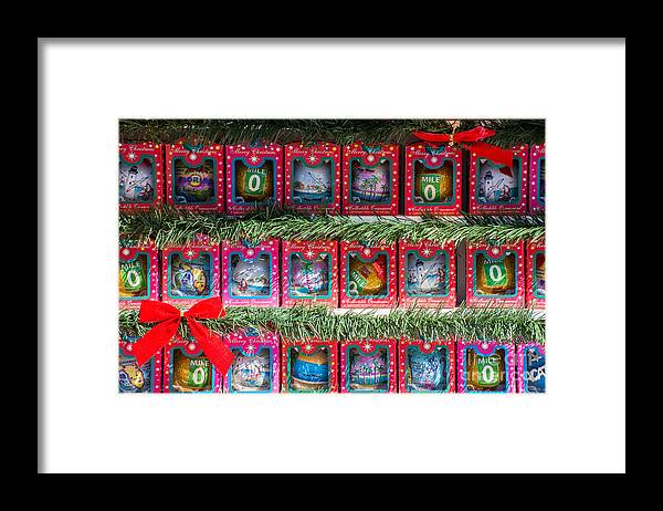 America Framed Print featuring the photograph Mile Marker 0 Christmas Decorations Key West by Ian Monk