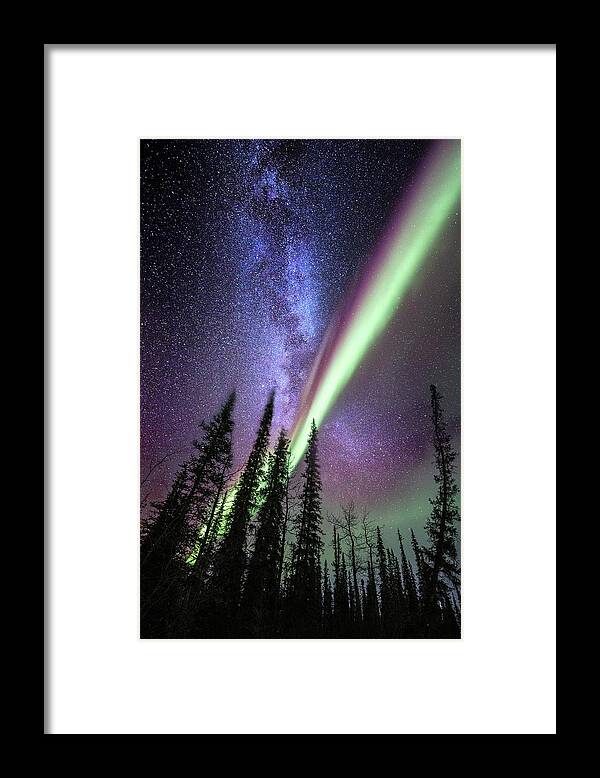 Alaska Framed Print featuring the photograph Milky Way And The Aurora Borealis by Chris Madeley