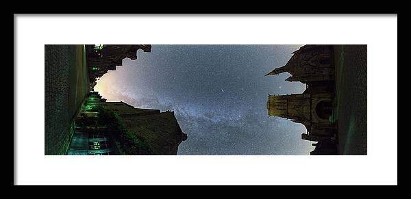 Milky Way Framed Print featuring the photograph Milky Way Over Town by Laurent Laveder