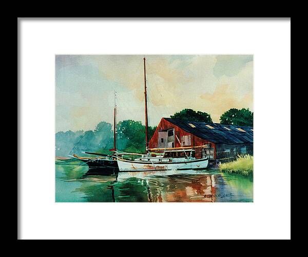 Mill Neck Framed Print featuring the painting Mill Neck Ladies in Waiting by Marguerite Chadwick-Juner