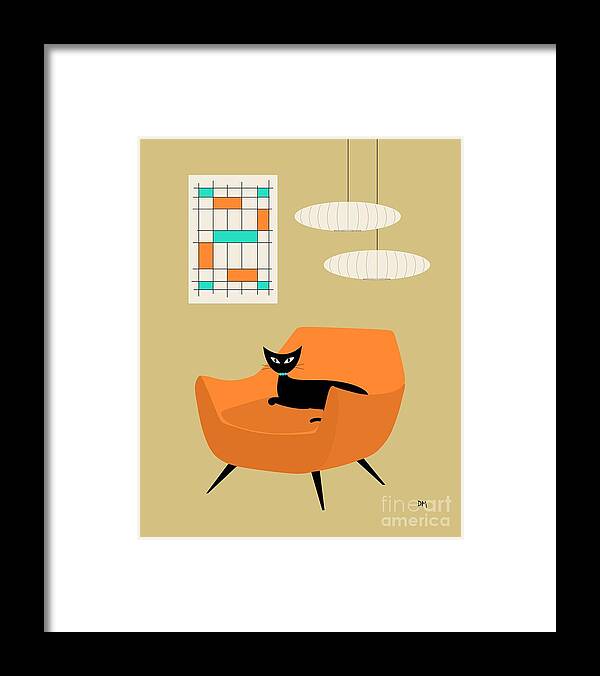 Abstract Framed Print featuring the digital art Mini Abstract with Orange Chair by Donna Mibus