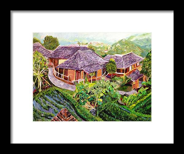 Bali Hut Framed Print featuring the painting Mini Paradise by Belinda Low