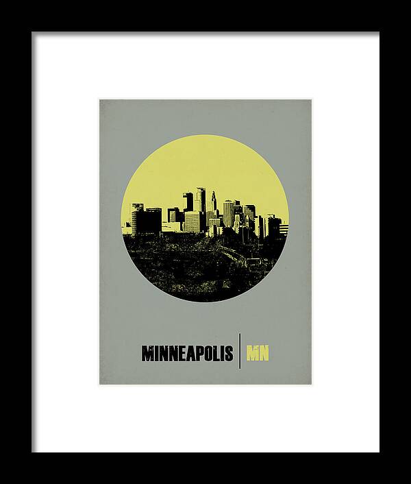  Framed Print featuring the digital art Minneapolis Circle Poster 2 by Naxart Studio