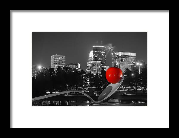 Minneapolis Framed Print featuring the photograph Minneapolis Skyline and Cherry by Near and Far Photography
