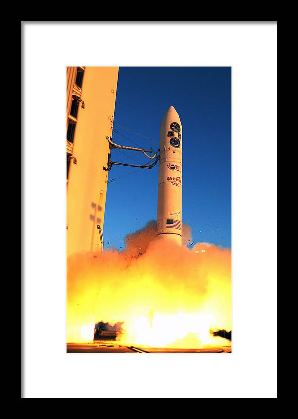 Astronomy Framed Print featuring the photograph Minotaur Iv Rocket Launches Falconsat-5 by Science Source