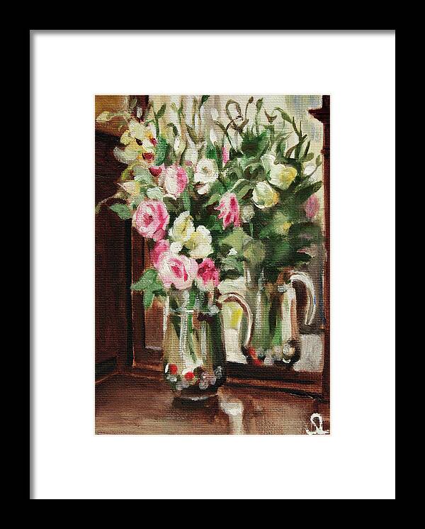 Flowers Framed Print featuring the painting Mirror by Sarah Lynch