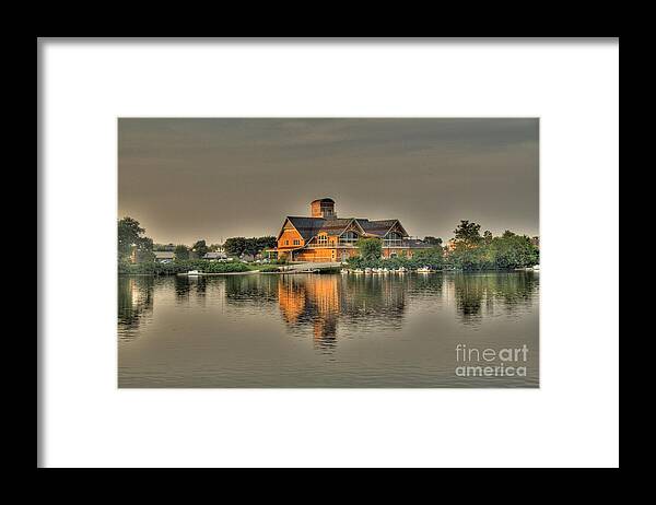 Lodge Framed Print featuring the photograph Mirrored Boat House by Jim Lepard