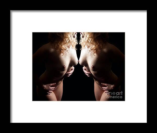 Woman Framed Print featuring the photograph Mirrored Nude Beauty by Jochen Schoenfeld
