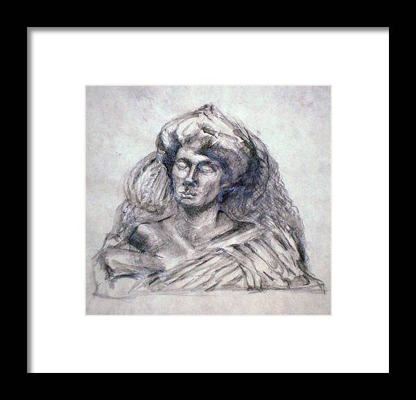 Woman Framed Print featuring the drawing Miss Eve 2 by Karen Coggeshall