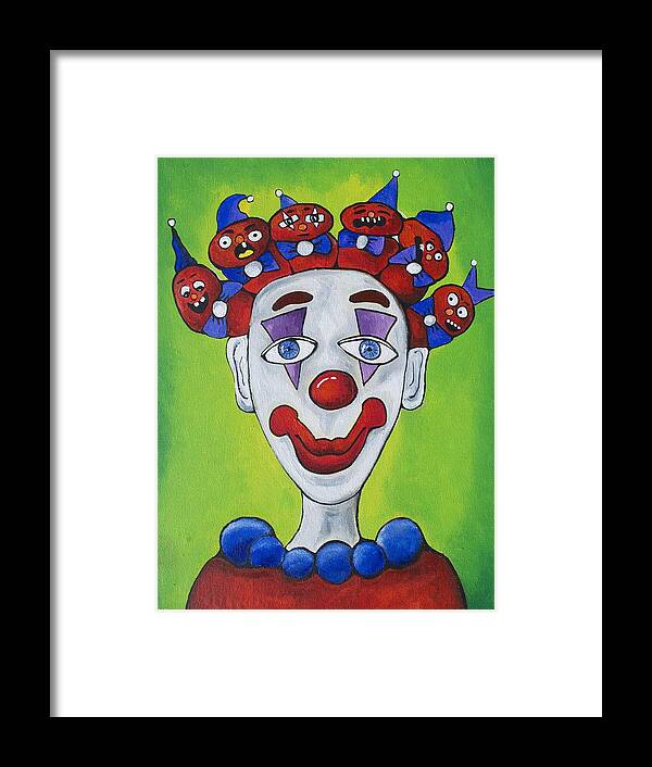 Circus Framed Print featuring the painting Miss.Curly Clown by Patricia Arroyo