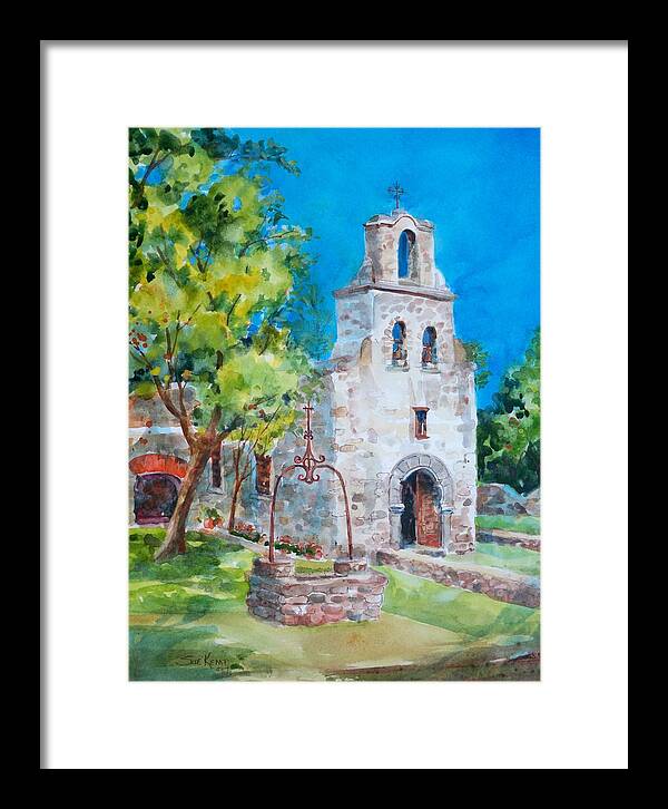 San Antonio Framed Print featuring the painting Mission Espada by Sue Kemp