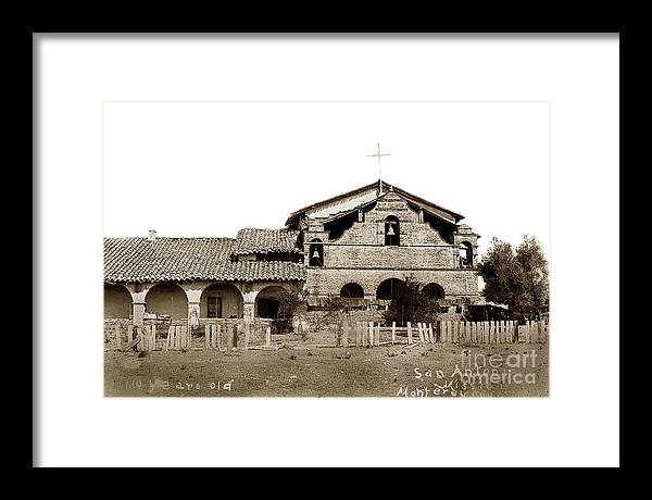 Mission Framed Print featuring the photograph Mission San Antonio de Padua california Circa 1885 by Monterey County Historical Society