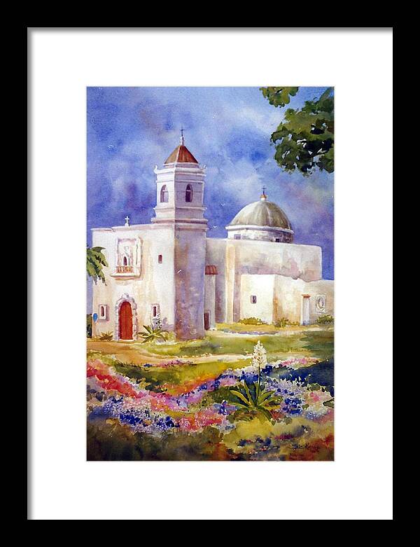Mission Framed Print featuring the painting Mission San Jose by Sue Kemp