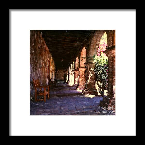 Mission Walkway Framed Print featuring the photograph Mission Walkway San Juan Capistrano by Glenn McNary