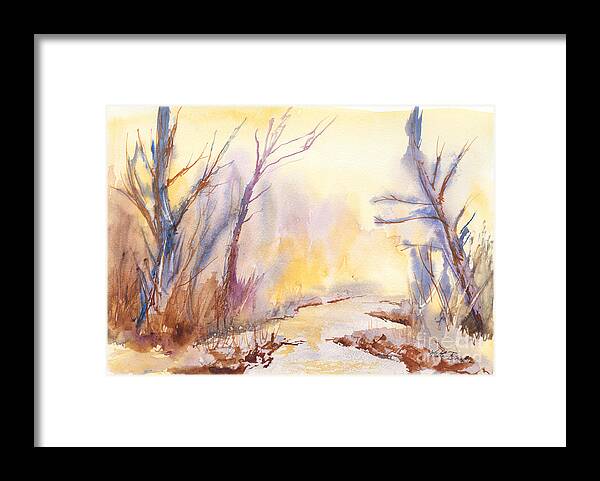 Watercolor Painting Framed Print featuring the painting Misty Creek by Walt Brodis