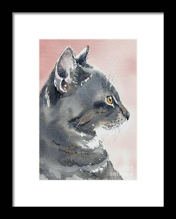 Watercolor Framed Print featuring the painting Misty in Profile by Lynn Babineau