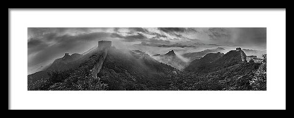 China Framed Print featuring the photograph Misty Morning At Great Wall by Yan Zhang