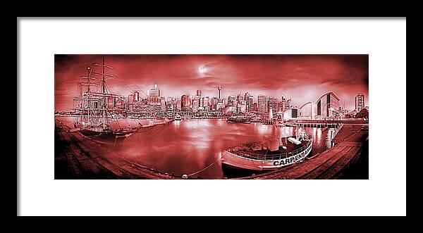 Sydney Framed Print featuring the photograph Misty Morning Harbour - Red by Az Jackson
