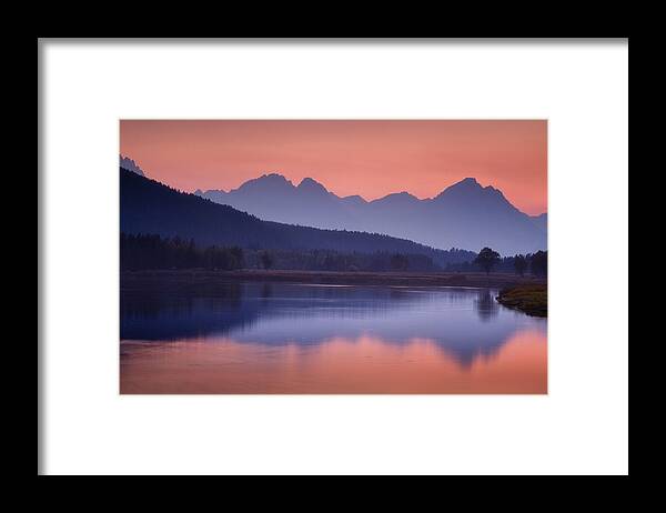 Lake Framed Print featuring the photograph Misty Teton Sunset by Andrew Soundarajan