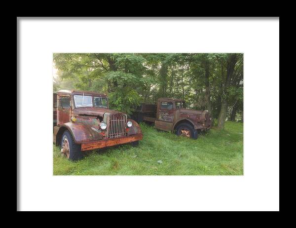 Gill Massachusetts Framed Print featuring the photograph Misty Trucks by Tom Singleton