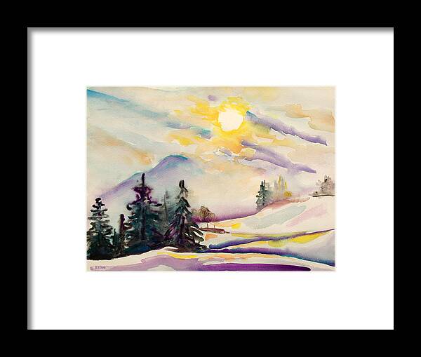 Alps Framed Print featuring the painting Misty Winter Afternoon In The Alps by Barbara Pommerenke