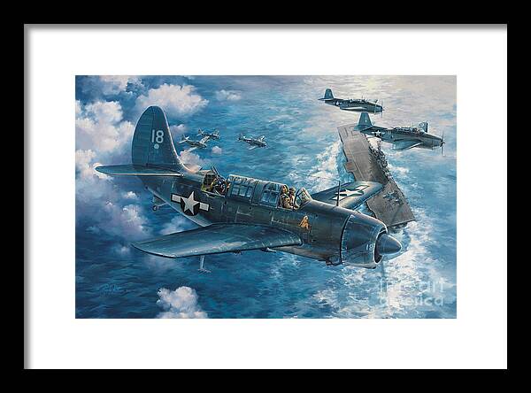 Aviation Art Framed Print featuring the painting Mitscher's Hunt For The Rising Sun by Randy Green
