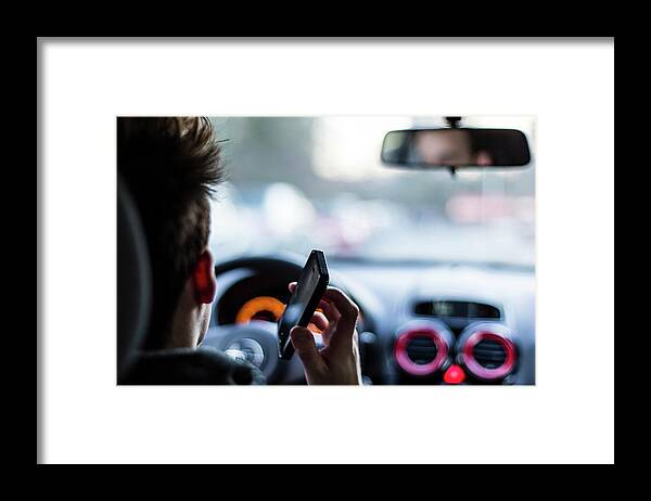 Mobile Phone Use And Road Safety Framed Print