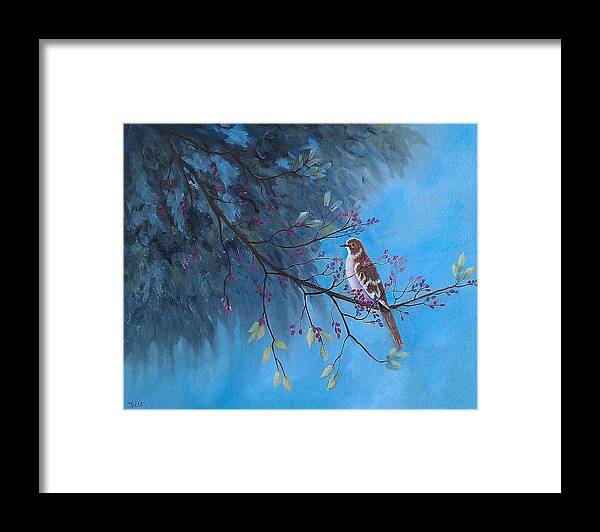 Mockingbirds Framed Print featuring the painting Mockingbird Happiness by Suzanne Theis