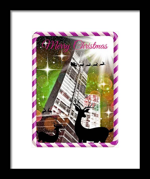 Merry Christmas Framed Print featuring the photograph Mod Cards - It's Christmastime In The City IV - Merry Christmas by Aurelio Zucco