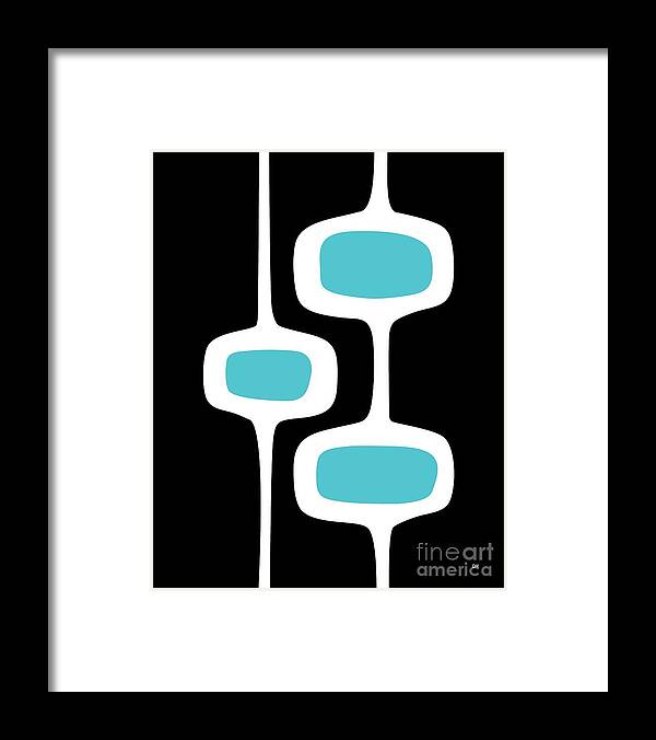 Black Framed Print featuring the digital art Mod Pod 2 White on Black by Donna Mibus