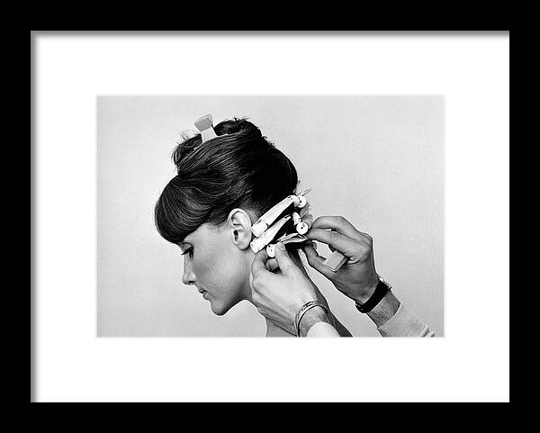 Hair Framed Print featuring the photograph Model Getting Her Hair Curled by William Connors