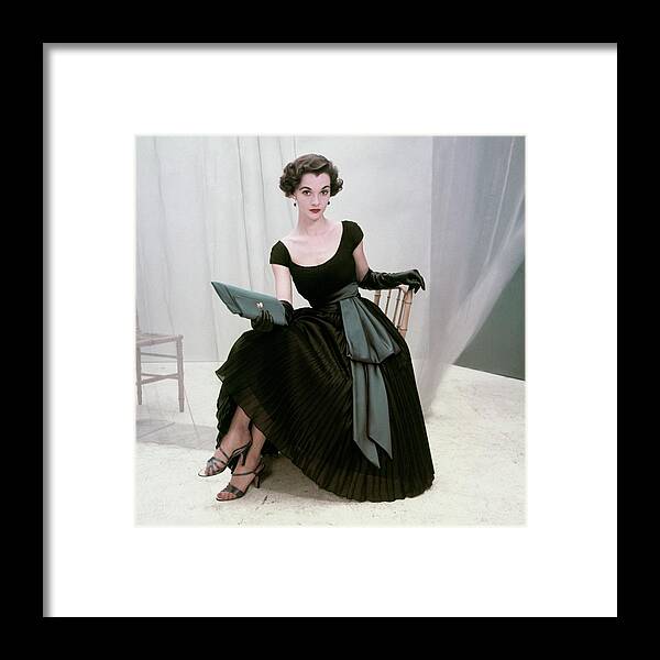One Person Framed Print featuring the photograph Model In A Black Pleated Skirt by Frances McLaughlin-Gill