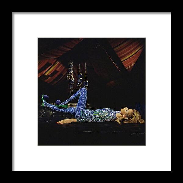 Accessories Framed Print featuring the photograph Model Wearing A Hudson Body Stocking by John Cowan