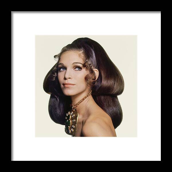 Beauty Framed Print featuring the photograph Model Wearing A Madame Gres Necklace by Bert Stern