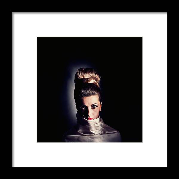 Studio Shot Framed Print featuring the photograph Model Wearing Hairpiece by Horst P. Horst