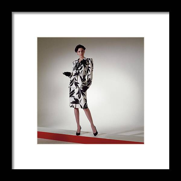 Studio Shot Framed Print featuring the photograph Model Wearing Print Suit by Horst P. Horst