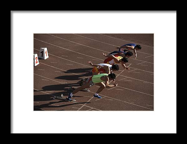 Young Men Framed Print featuring the photograph Model/Property Released Track and Field by Black 100