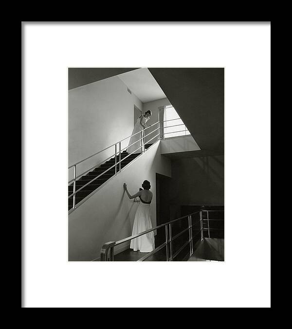 Architecture Framed Print featuring the photograph Models On A Staircase by Edward Steichen