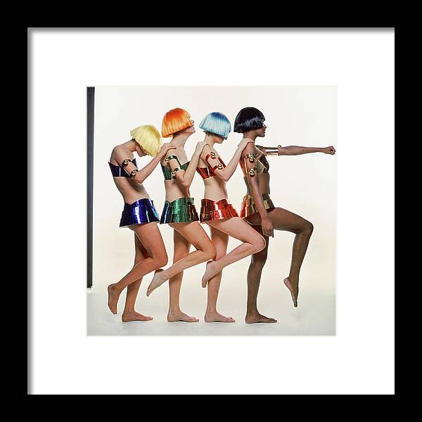 Accessories Framed Print featuring the photograph Models Wearing Andre Courreges Ensemble by Bert Stern