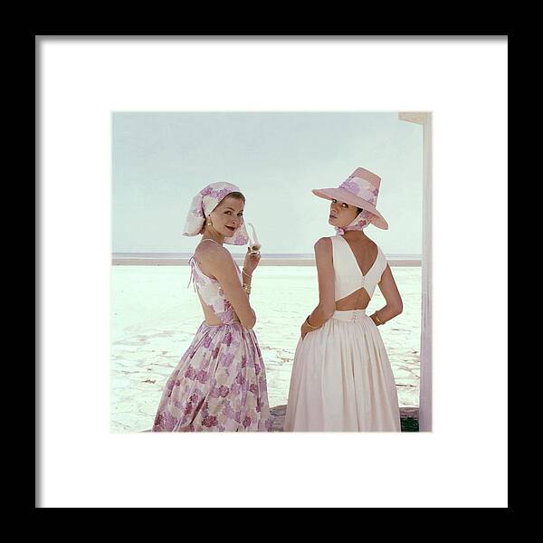 Fashion Framed Print featuring the photograph Models Wearing Summer Dresses by Sante Forlano